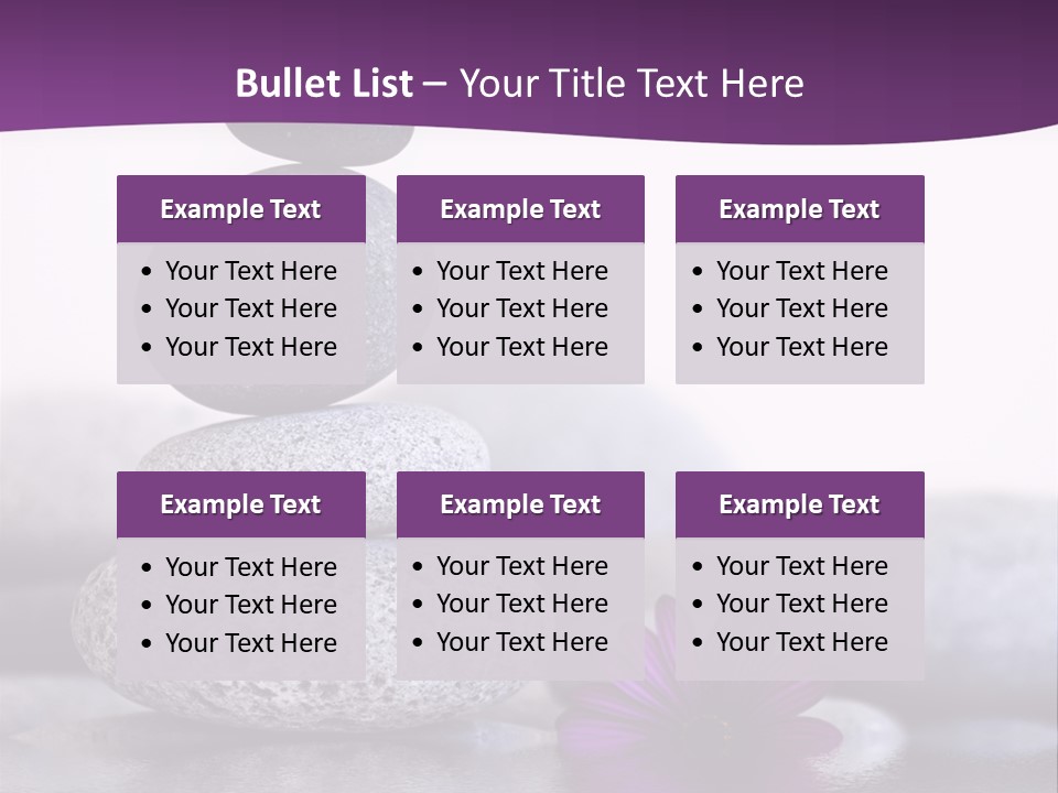 A Purple Flower Sitting On Top Of A Pile Of Rocks PowerPoint Template