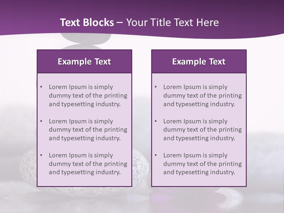 A Purple Flower Sitting On Top Of A Pile Of Rocks PowerPoint Template