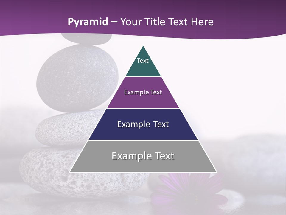 A Purple Flower Sitting On Top Of A Pile Of Rocks PowerPoint Template