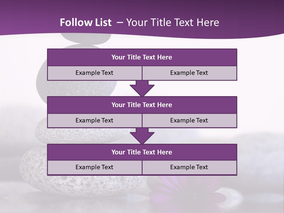 A Purple Flower Sitting On Top Of A Pile Of Rocks PowerPoint Template