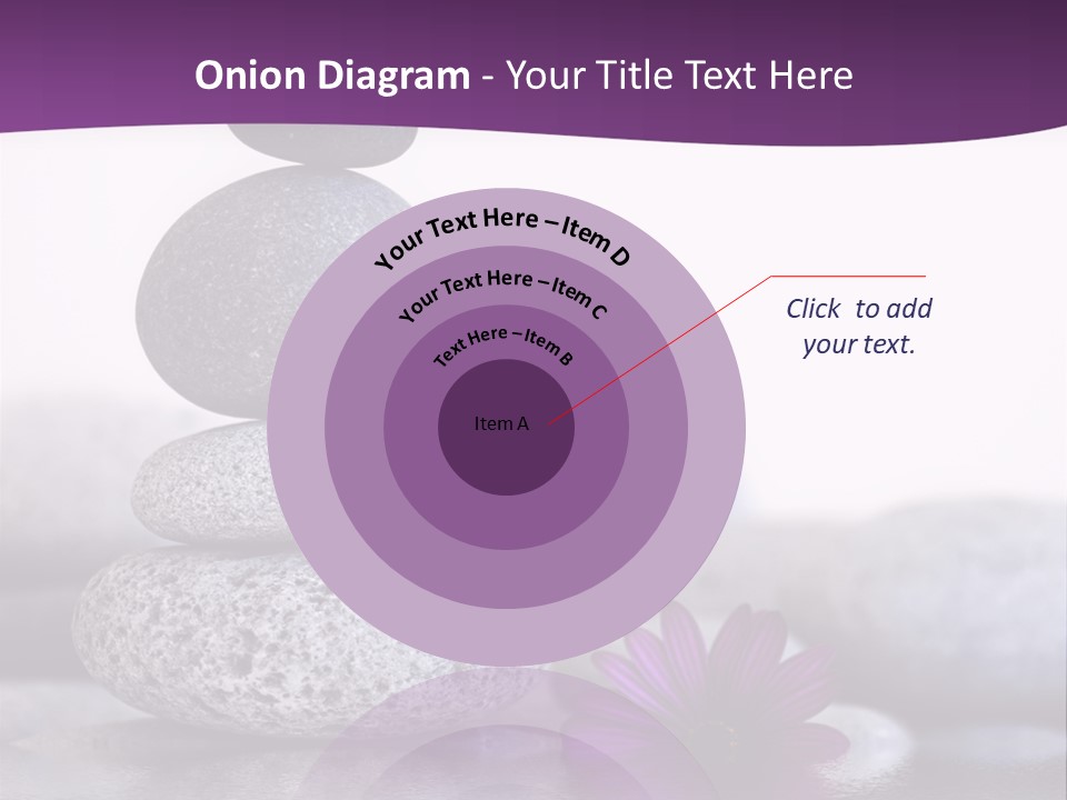 A Purple Flower Sitting On Top Of A Pile Of Rocks PowerPoint Template