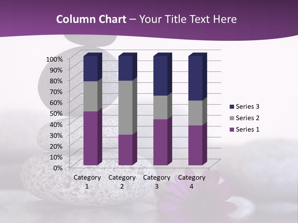 A Purple Flower Sitting On Top Of A Pile Of Rocks PowerPoint Template