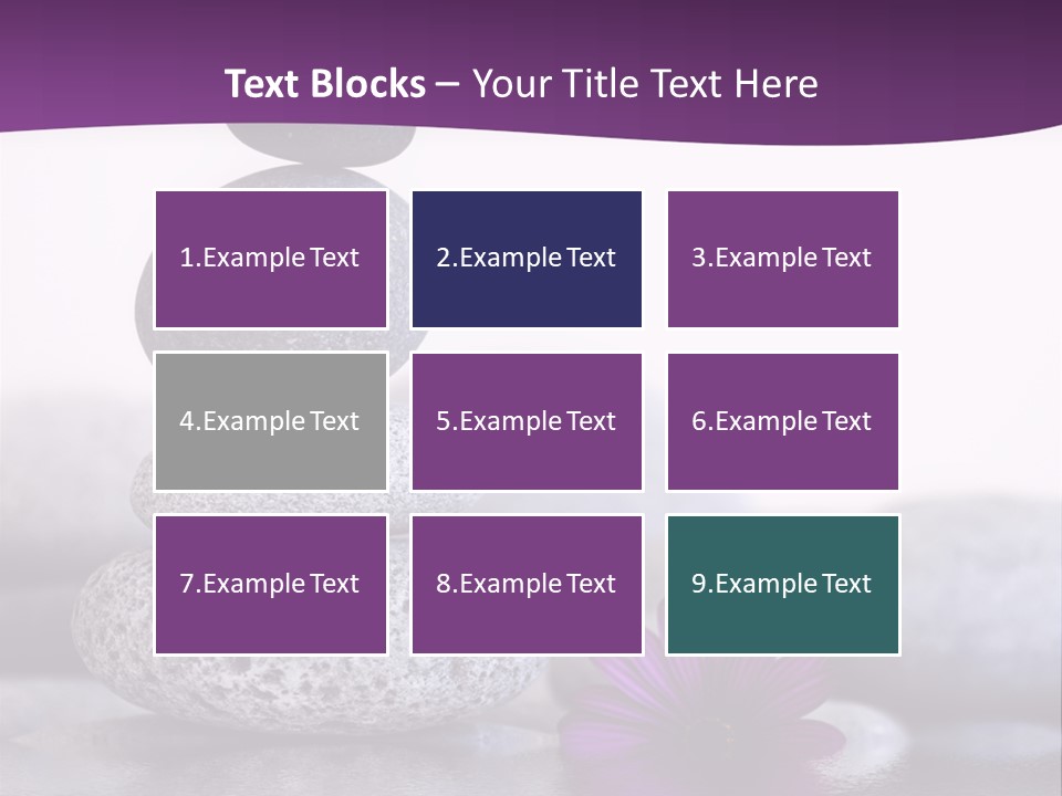 A Purple Flower Sitting On Top Of A Pile Of Rocks PowerPoint Template