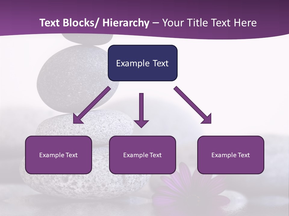 A Purple Flower Sitting On Top Of A Pile Of Rocks PowerPoint Template