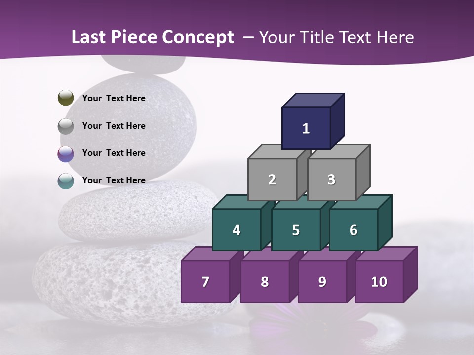 A Purple Flower Sitting On Top Of A Pile Of Rocks PowerPoint Template