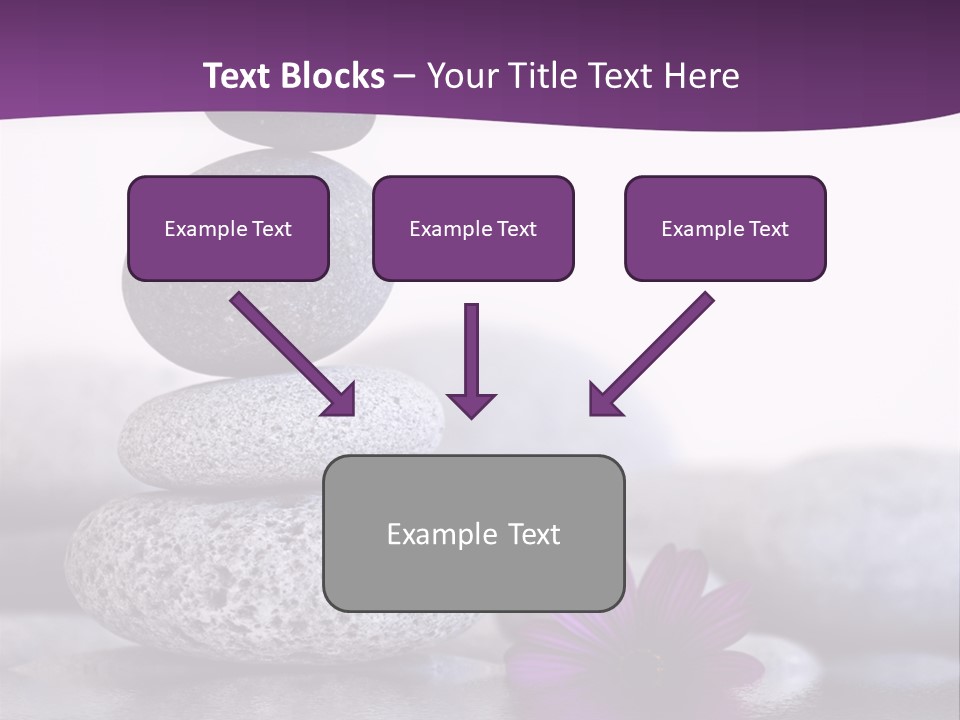 A Purple Flower Sitting On Top Of A Pile Of Rocks PowerPoint Template
