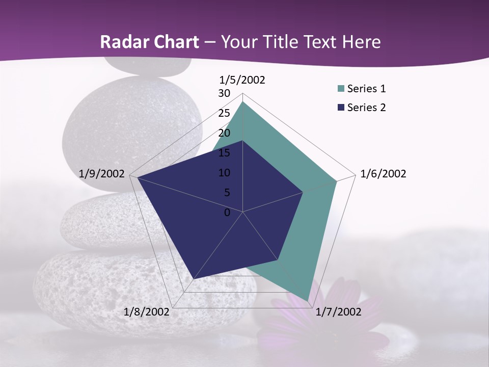 A Purple Flower Sitting On Top Of A Pile Of Rocks PowerPoint Template