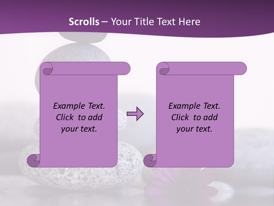 A Purple Flower Sitting On Top Of A Pile Of Rocks PowerPoint Template