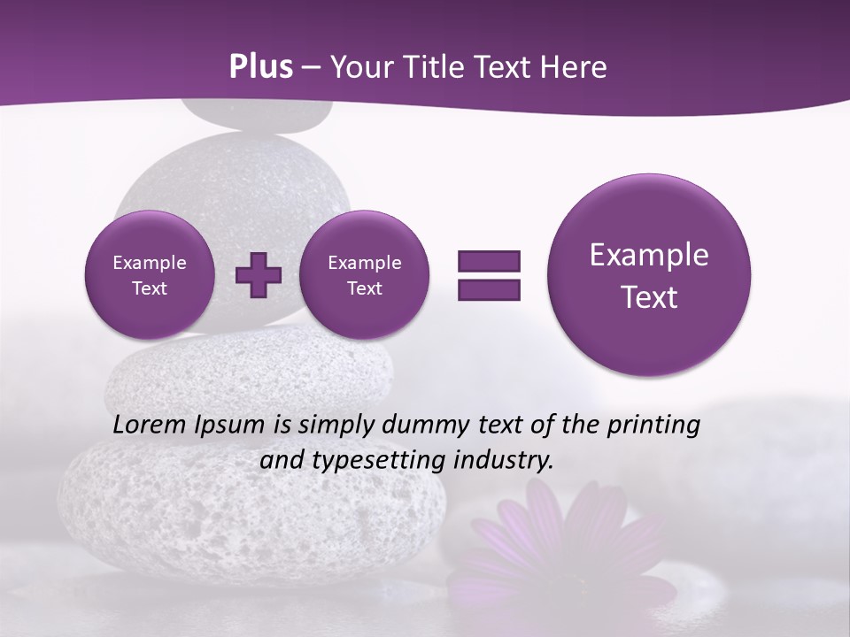A Purple Flower Sitting On Top Of A Pile Of Rocks PowerPoint Template