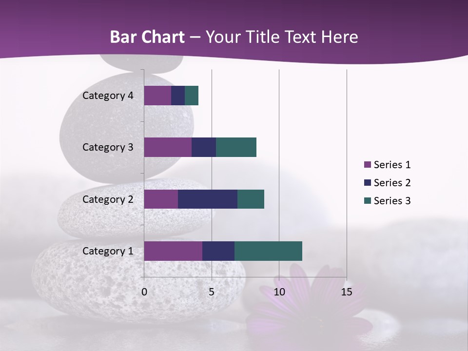 A Purple Flower Sitting On Top Of A Pile Of Rocks PowerPoint Template