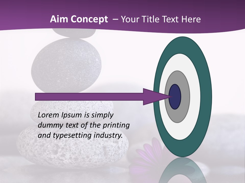 A Purple Flower Sitting On Top Of A Pile Of Rocks PowerPoint Template