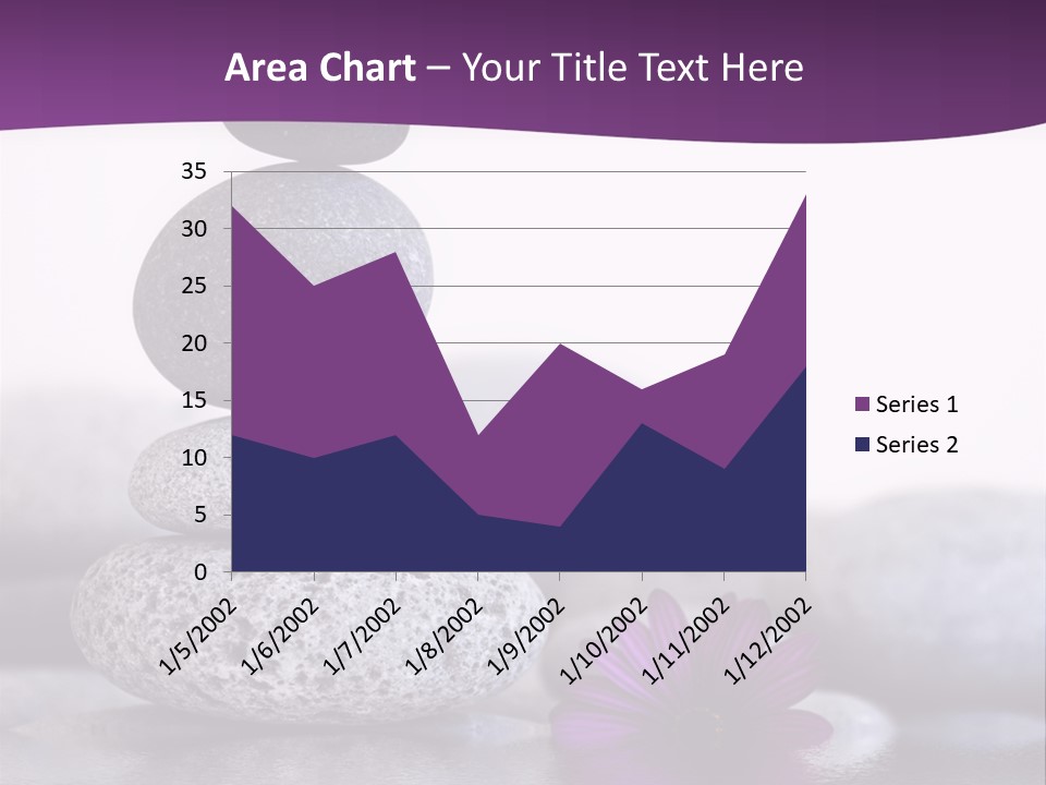 A Purple Flower Sitting On Top Of A Pile Of Rocks PowerPoint Template