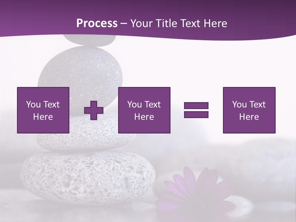A Purple Flower Sitting On Top Of A Pile Of Rocks PowerPoint Template