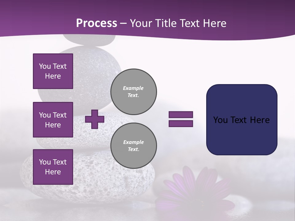 A Purple Flower Sitting On Top Of A Pile Of Rocks PowerPoint Template