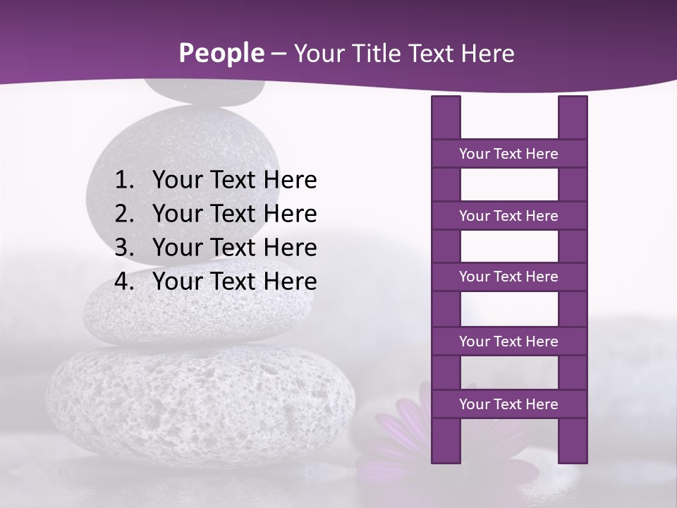 A Purple Flower Sitting On Top Of A Pile Of Rocks PowerPoint Template