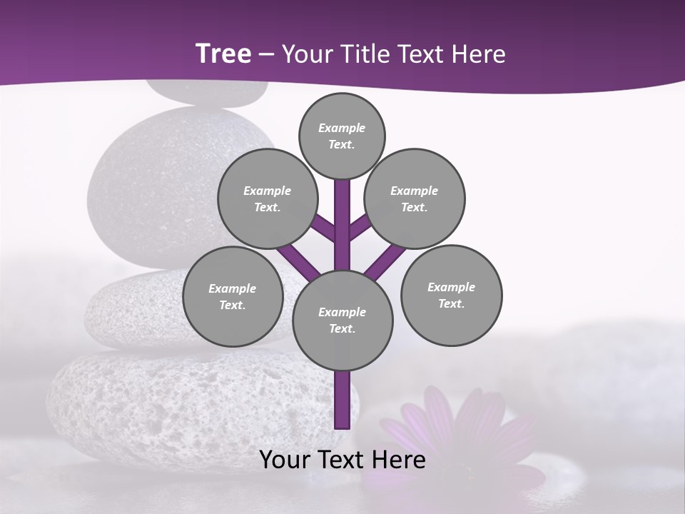 A Purple Flower Sitting On Top Of A Pile Of Rocks PowerPoint Template