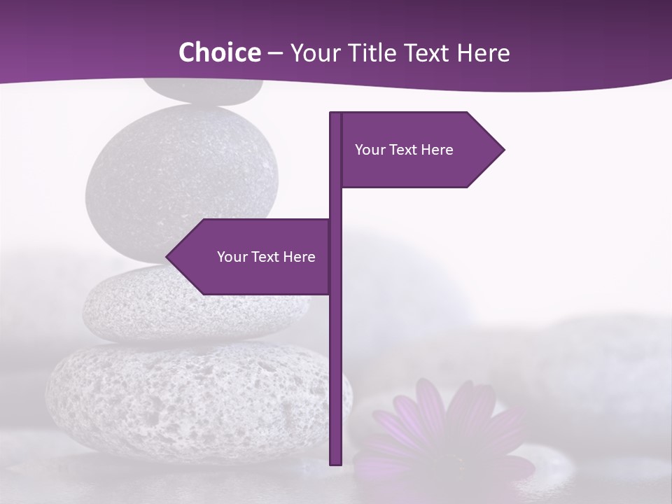 A Purple Flower Sitting On Top Of A Pile Of Rocks PowerPoint Template