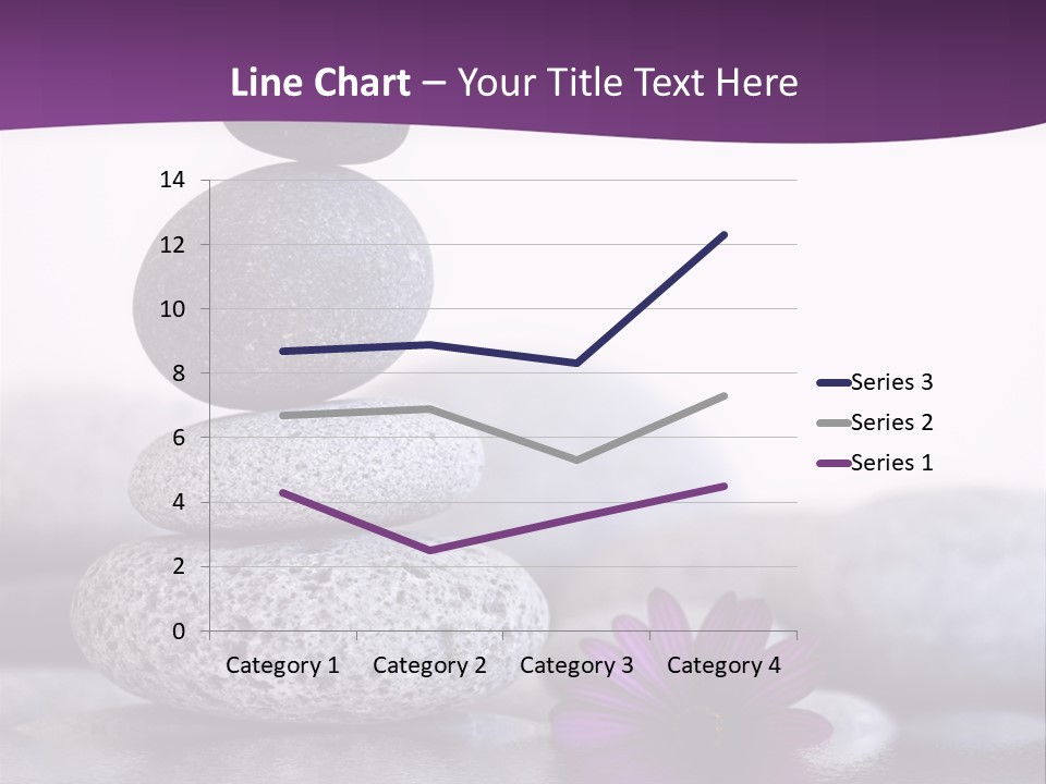 A Purple Flower Sitting On Top Of A Pile Of Rocks PowerPoint Template