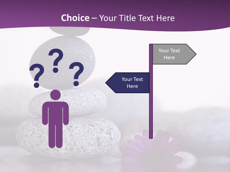 A Purple Flower Sitting On Top Of A Pile Of Rocks PowerPoint Template