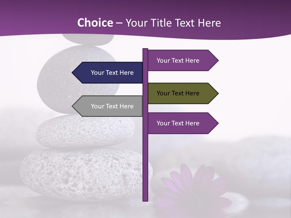 A Purple Flower Sitting On Top Of A Pile Of Rocks PowerPoint Template