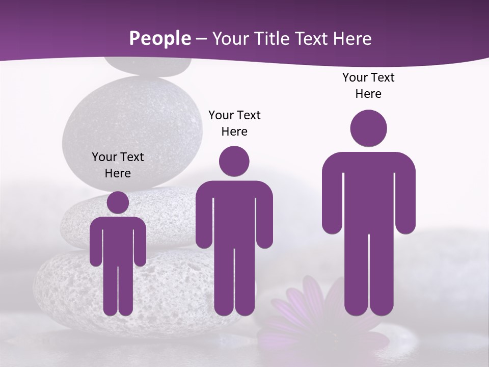 A Purple Flower Sitting On Top Of A Pile Of Rocks PowerPoint Template