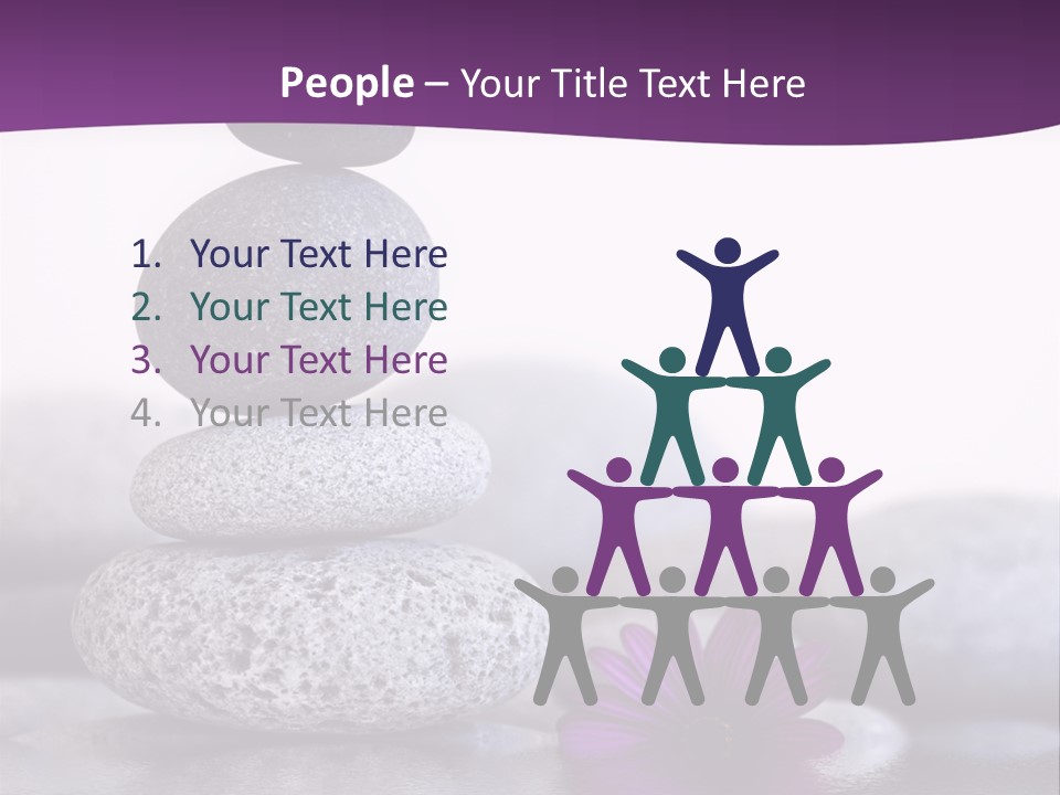 A Purple Flower Sitting On Top Of A Pile Of Rocks PowerPoint Template