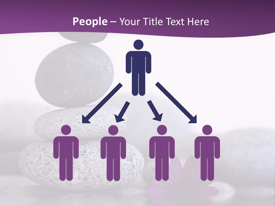 A Purple Flower Sitting On Top Of A Pile Of Rocks PowerPoint Template