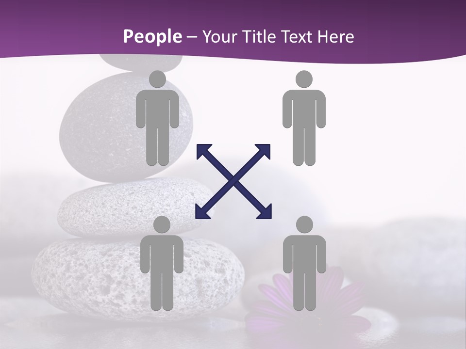 A Purple Flower Sitting On Top Of A Pile Of Rocks PowerPoint Template
