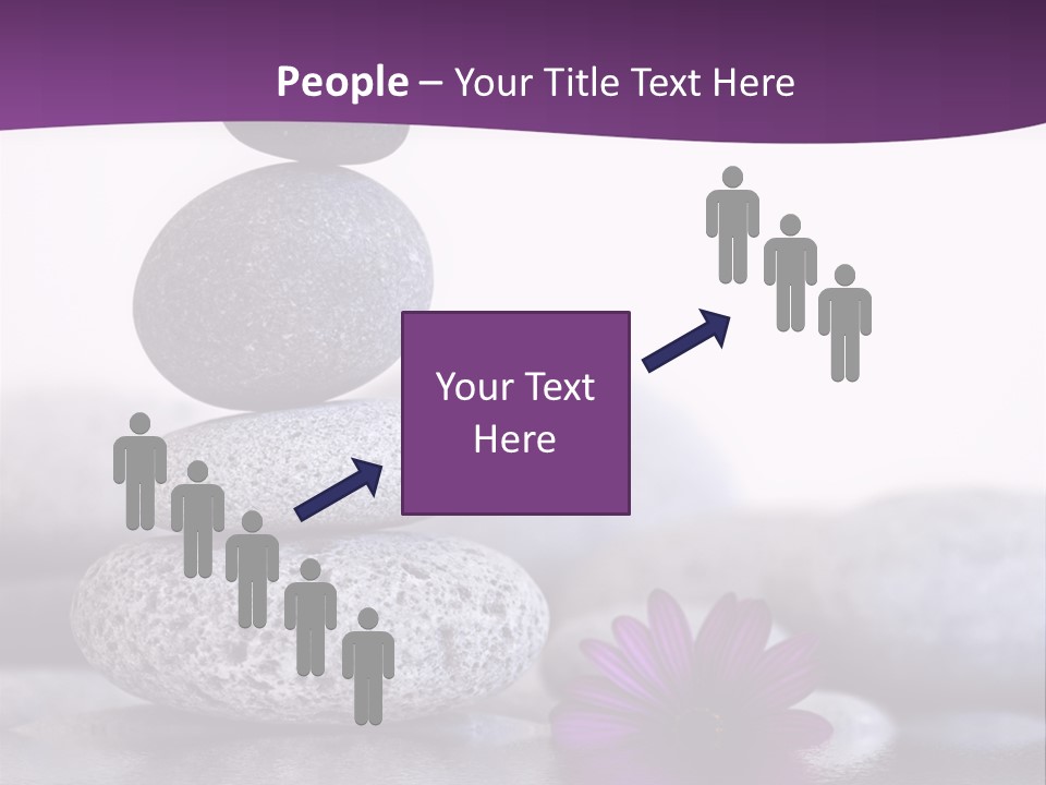 A Purple Flower Sitting On Top Of A Pile Of Rocks PowerPoint Template