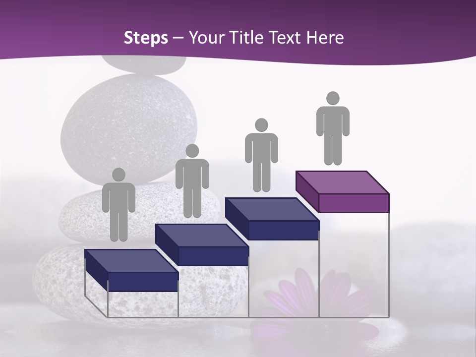 A Purple Flower Sitting On Top Of A Pile Of Rocks PowerPoint Template