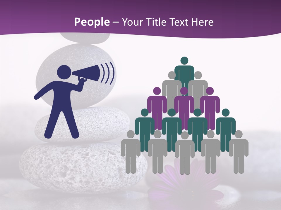 A Purple Flower Sitting On Top Of A Pile Of Rocks PowerPoint Template