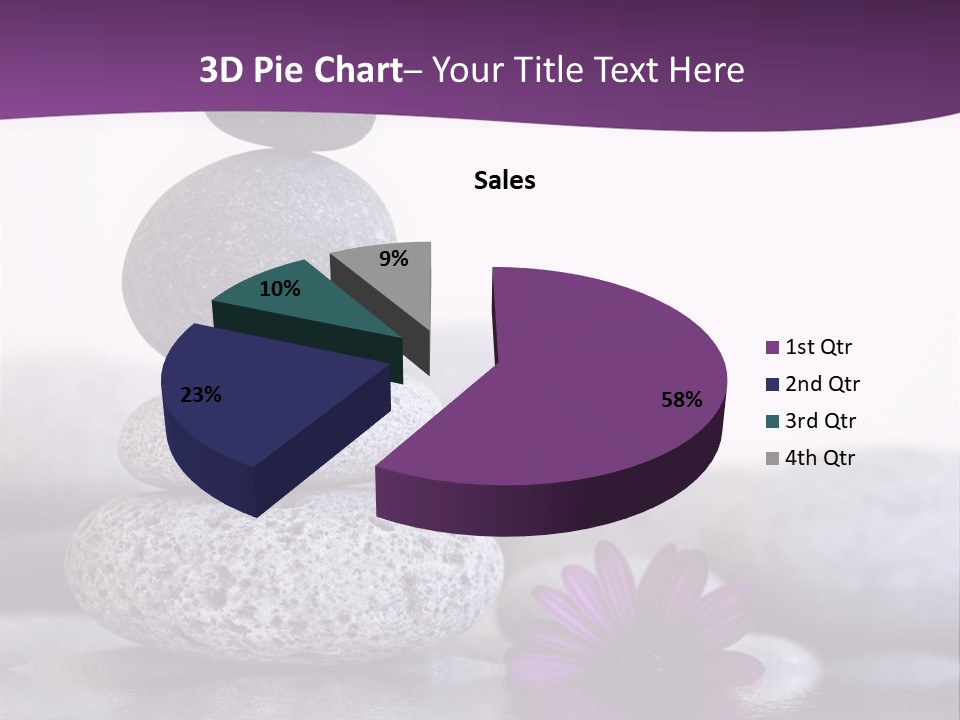 A Purple Flower Sitting On Top Of A Pile Of Rocks PowerPoint Template