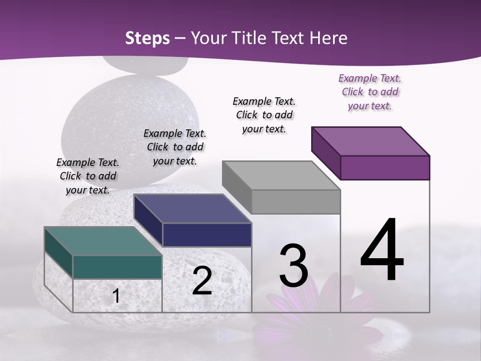 A Purple Flower Sitting On Top Of A Pile Of Rocks PowerPoint Template