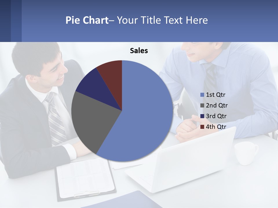 Two Men Sitting At A Table In Front Of A Laptop PowerPoint Template