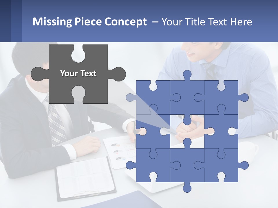 Two Men Sitting At A Table In Front Of A Laptop PowerPoint Template