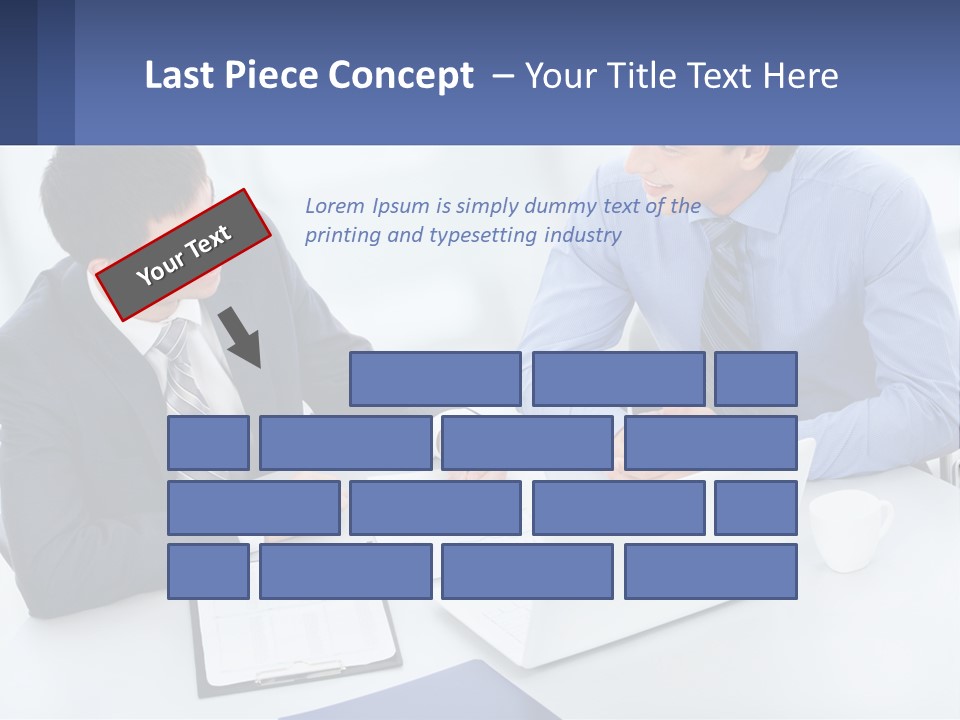 Two Men Sitting At A Table In Front Of A Laptop PowerPoint Template