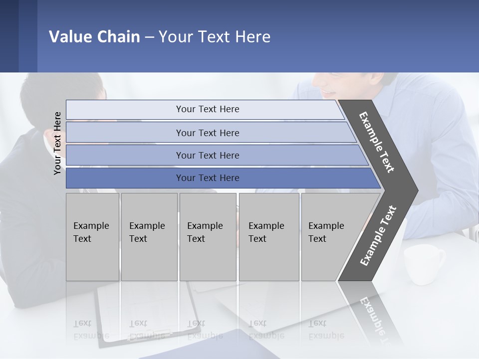 Two Men Sitting At A Table In Front Of A Laptop PowerPoint Template