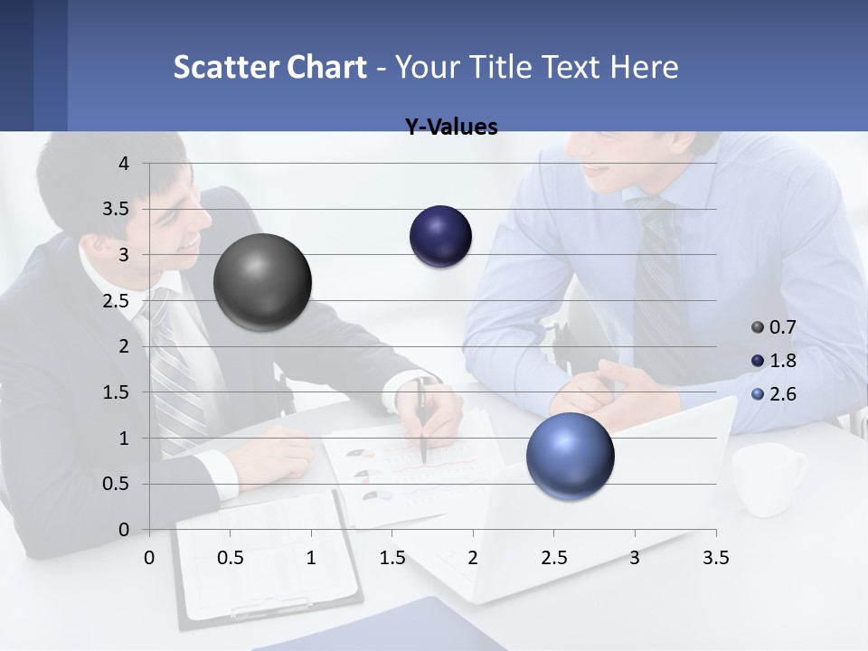 Two Men Sitting At A Table In Front Of A Laptop PowerPoint Template