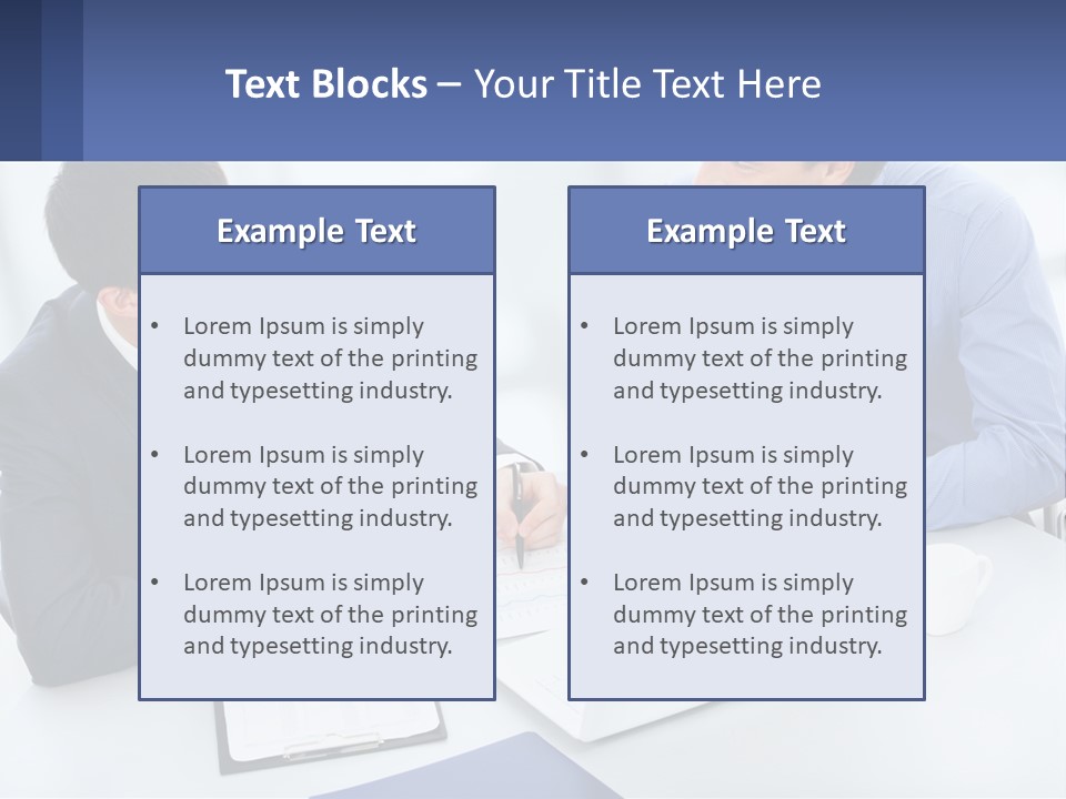 Two Men Sitting At A Table In Front Of A Laptop PowerPoint Template