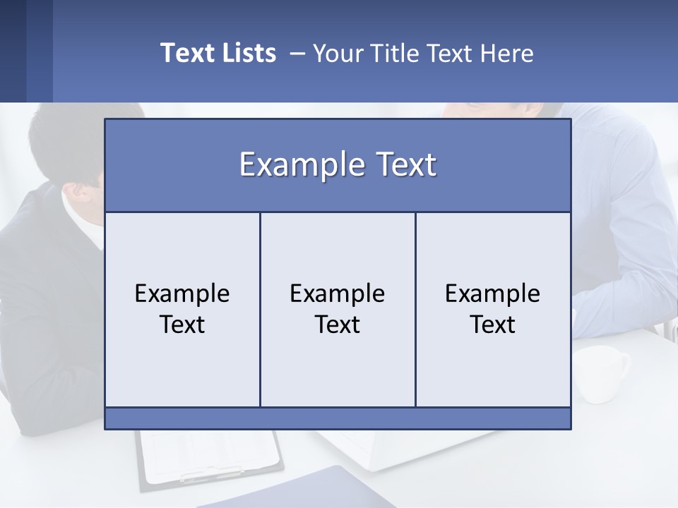 Two Men Sitting At A Table In Front Of A Laptop PowerPoint Template