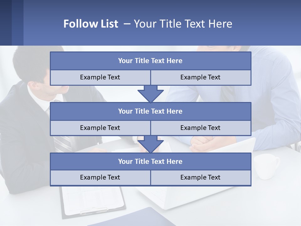 Two Men Sitting At A Table In Front Of A Laptop PowerPoint Template