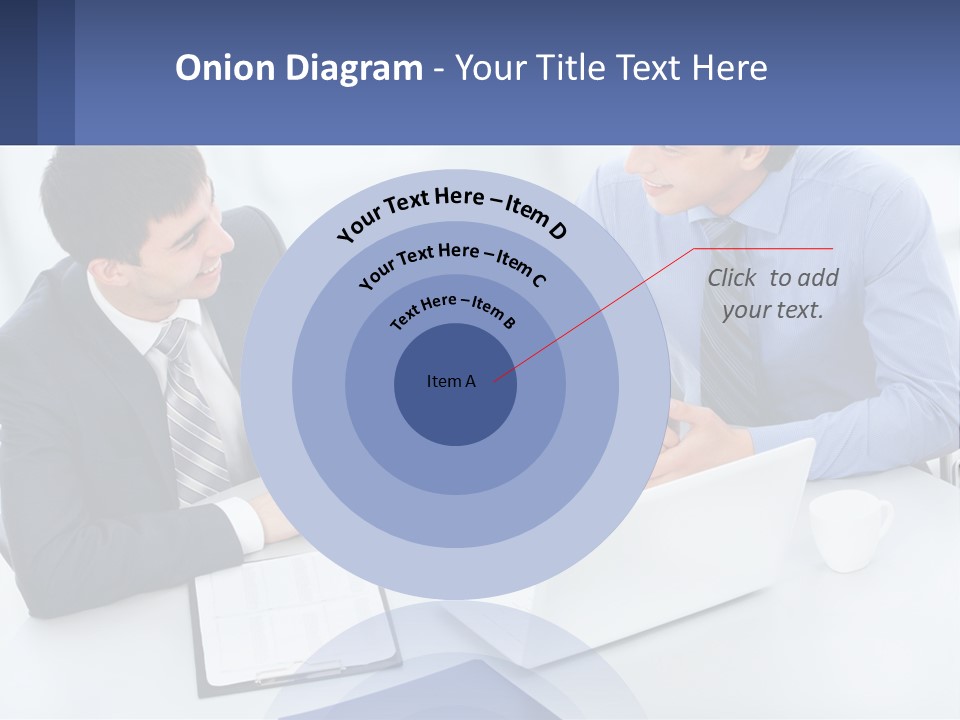 Two Men Sitting At A Table In Front Of A Laptop PowerPoint Template