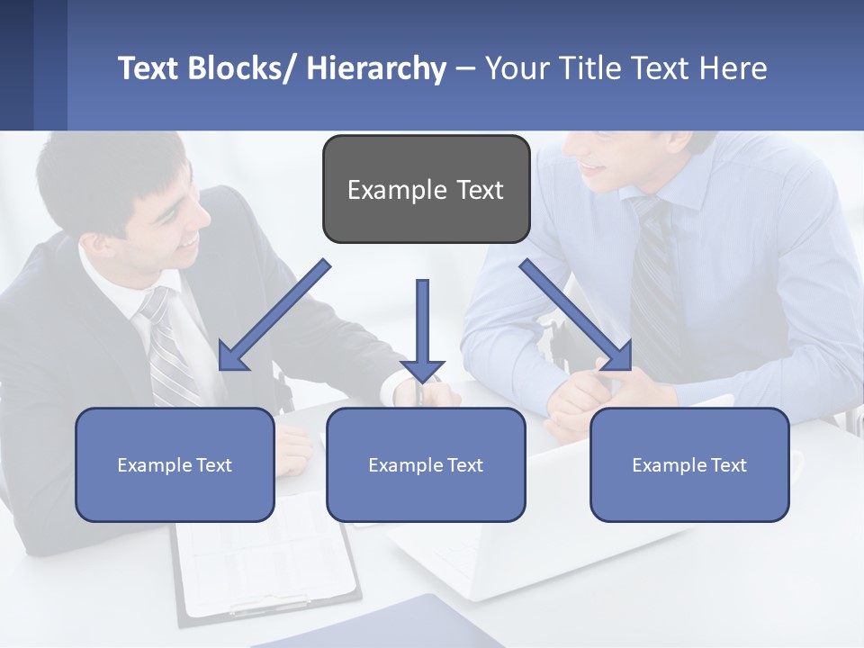 Two Men Sitting At A Table In Front Of A Laptop PowerPoint Template