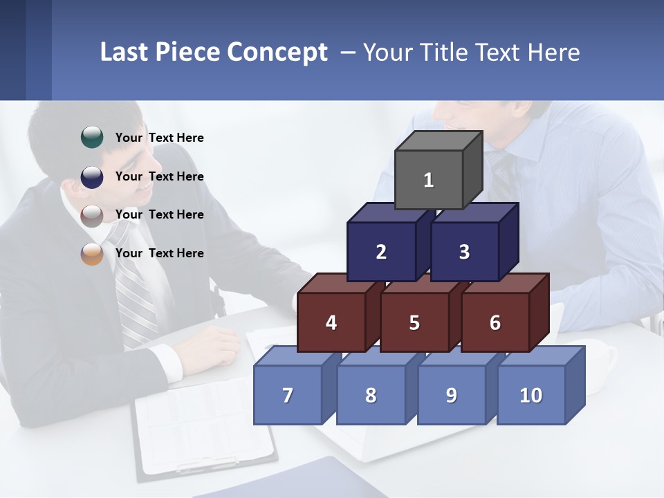 Two Men Sitting At A Table In Front Of A Laptop PowerPoint Template