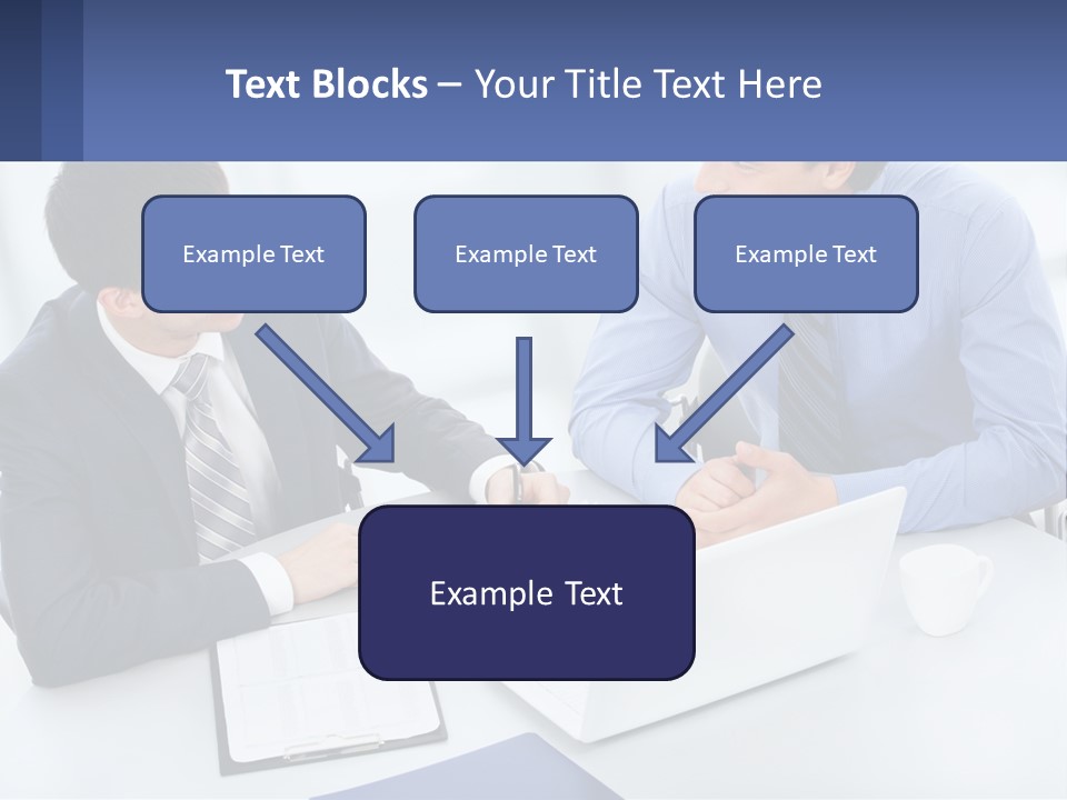 Two Men Sitting At A Table In Front Of A Laptop PowerPoint Template