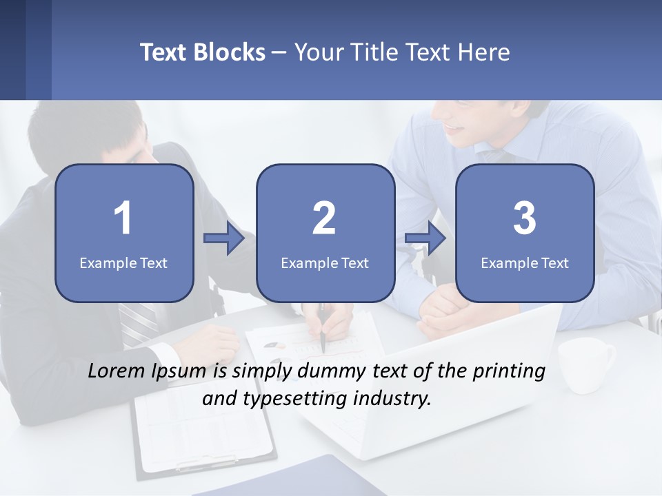 Two Men Sitting At A Table In Front Of A Laptop PowerPoint Template