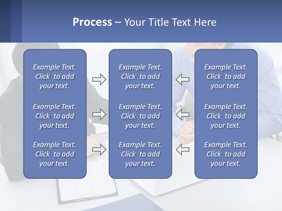 Two Men Sitting At A Table In Front Of A Laptop PowerPoint Template