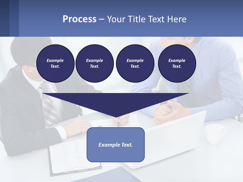 Two Men Sitting At A Table In Front Of A Laptop PowerPoint Template