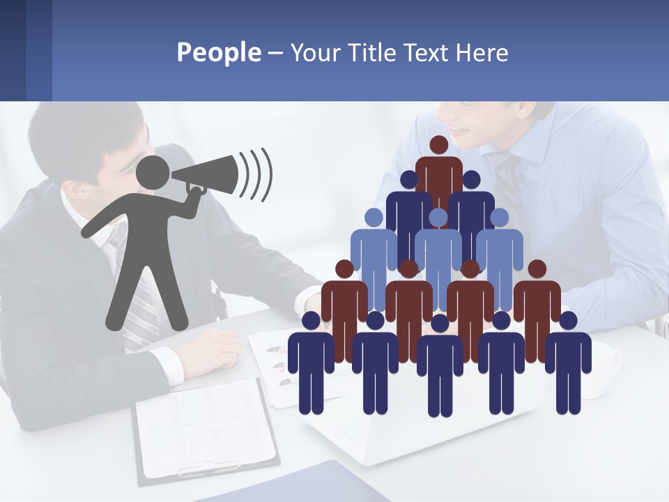 Two Men Sitting At A Table In Front Of A Laptop PowerPoint Template