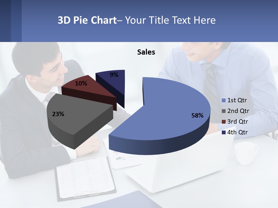 Two Men Sitting At A Table In Front Of A Laptop PowerPoint Template